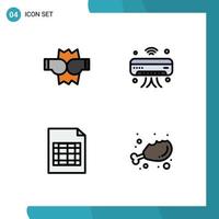 Filledline Flat Color Pack of 4 Universal Symbols of boxing excel ac iot chicken Editable Vector Design Elements