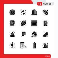 16 Universal Solid Glyph Signs Symbols of ball words sewing book flour Editable Vector Design Elements