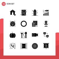 Solid Glyph Pack of 16 Universal Symbols of modern business notebook power essential Editable Vector Design Elements