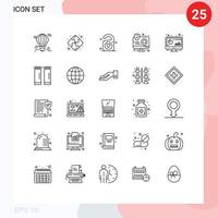 Universal Icon Symbols Group of 25 Modern Lines of analytic interface tag interaction action Editable Vector Design Elements