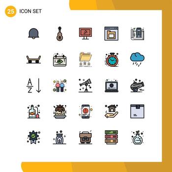 paquete de 25 creativo lleno línea plano colores de diseño interfaz computadora carpeta documento editable vector diseño elementos