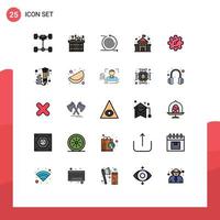 User Interface Pack of 25 Basic Filled line Flat Colors of timer gear cycles school building Editable Vector Design Elements