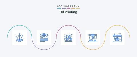 3d impresión azul 5 5 icono paquete incluso caja. láser sinterizado el plastico. directo. cubo vector