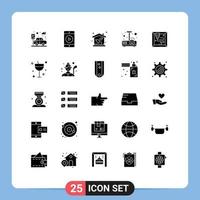 Solid Glyph Pack of 25 Universal Symbols of cocktail printing investment machine projector Editable Vector Design Elements