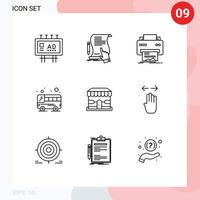 9 Universal Outlines Set for Web and Mobile Applications public paper sign hardware printer Editable Vector Design Elements