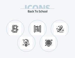 Back To School Line Icon Pack 5 Icon Design. phone. back to school. remover. storage. drawer vector