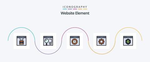 Website Element Line Filled Flat 5 Icon Pack Including interface. browser. search. test. page vector