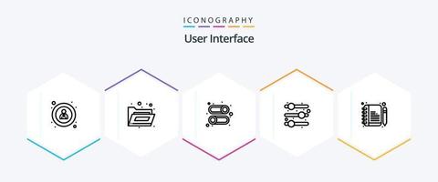 User Interface 25 Line icon pack including . . user. edit. comment vector