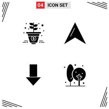 conjunto de vector sólido glifos en cuadrícula para crecimiento abajo flecha dinero puntero agricultura editable vector diseño elementos