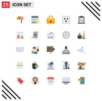 Set of 25 Modern UI Icons Symbols Signs for page document bag clipboard electric Editable Vector Design Elements