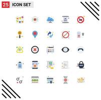 Pictogram Set of 25 Simple Flat Colors of no camera cloud mubarak iftar Editable Vector Design Elements