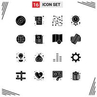 User Interface Pack of 16 Basic Solid Glyphs of internet of things watch electronics time midnight Editable Vector Design Elements