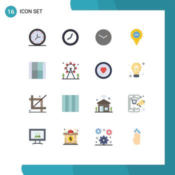 Mobile Interface Flat Color Set of 16 Pictograms of draw create time minus navigation Editable Pack of Creative Vector Design Elements