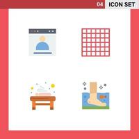 4 Thematic Vector Flat Icons and Editable Symbols of browser relaxation page layout fish Editable Vector Design Elements