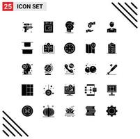 Pack of 25 creative Solid Glyphs of human corrupt googles bureaucracy bribe Editable Vector Design Elements