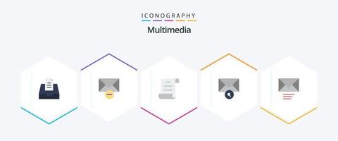 Multimedia 25 Flat icon pack including . . script. send. mail vector