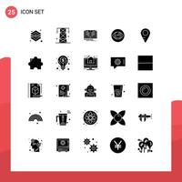 Pictogram Set of 25 Simple Solid Glyphs of reality eye power vision book Editable Vector Design Elements