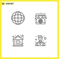 Universal Icon Symbols Group of 4 Modern Filledline Flat Colors of education doll communication call house Editable Vector Design Elements