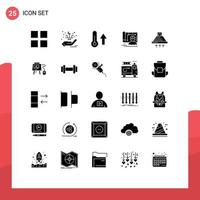 25 User Interface Solid Glyph Pack of modern Signs and Symbols of cooking engineer meteorology design architecture Editable Vector Design Elements