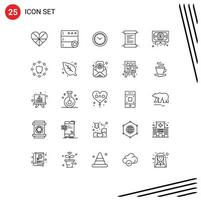 Pictogram Set of 25 Simple Lines of diploma business time script paper Editable Vector Design Elements