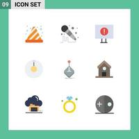 Pictogram Set of 9 Simple Flat Colors of education joystick error gaming arcade Editable Vector Design Elements