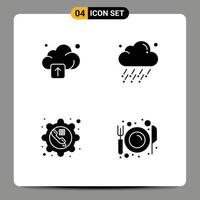 Modern Set of 4 Solid Glyphs Pictograph of cloud configure cloud wind phone Editable Vector Design Elements