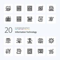 20 Information Technology Line icon Pack like software download security computer tower vector