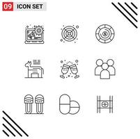 Outline Pack of 9 Universal Symbols of employee drink investment wine glass symbol Editable Vector Design Elements