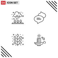 Line Pack of 4 Universal Symbols of autumn leaf cold texting candle Editable Vector Design Elements