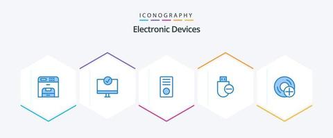 dispositivos 25 azul icono paquete incluso eliminar. dispositivos. hardware. ordenadores. artilugio vector