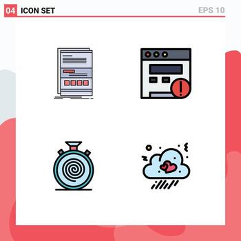 4 User Interface Filledline Flat Color Pack of modern Signs and Symbols of browser cycle page seo nonstop Editable Vector Design Elements