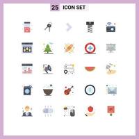 Modern Set of 25 Flat Colors and symbols such as signal dslr arrow communication nut Editable Vector Design Elements