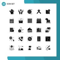 User Interface Pack of 25 Basic Solid Glyphs of map cancer allocation awareness resource Editable Vector Design Elements