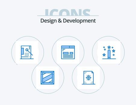 Design and Development Blue Icon Pack 5 Icon Design. development. coding. paper. paint. design vector