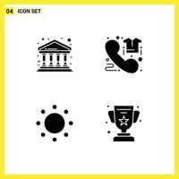 Set of 4 Vector Solid Glyphs on Grid for bank commitment building direct symbolism Editable Vector Design Elements