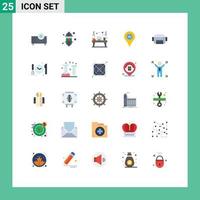 Group of 25 Flat Colors Signs and Symbols for navigation location lamp monitor workplace Editable Vector Design Elements