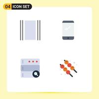 Set of 4 Modern UI Icons Symbols Signs for cover database layout mobile server Editable Vector Design Elements