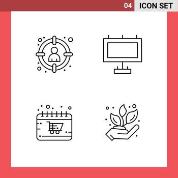 Set of 4 Modern UI Icons Symbols Signs for choose trolley select board monday Editable Vector Design Elements