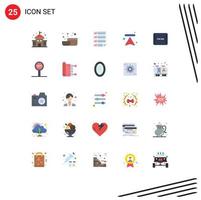 Group of 25 Flat Colors Signs and Symbols for movie end document upload arrows Editable Vector Design Elements