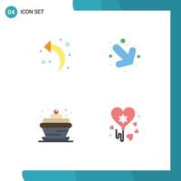 Flat Icon Pack of 4 Universal Symbols of arrow cupcake food arrow bakery birthday Editable Vector Design Elements