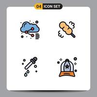 Universal Icon Symbols Group of 4 Modern Filledline Flat Colors of cloud science sharing wash cap Editable Vector Design Elements