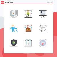 Modern Set of 9 Flat Colors Pictograph of bed people business old presentation Editable Vector Design Elements