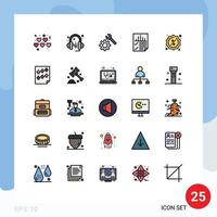 Universal Icon Symbols Group of 25 Modern Filled line Flat Colors of shopping reduction gear badge report Editable Vector Design Elements