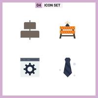 Modern Set of 4 Flat Icons Pictograph of align develop barrier closed programming Editable Vector Design Elements