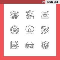 User Interface Pack of 9 Basic Outlines of chips upload rgb interface international Editable Vector Design Elements