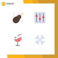 4 Universal Flat Icons Set for Web and Mobile Applications drumstick user leg elements fruit juice glass Editable Vector Design Elements