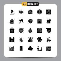 Group of 25 Solid Glyphs Signs and Symbols for cd orange target food image Editable Vector Design Elements