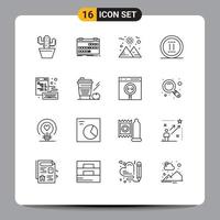 valores vector icono paquete de dieciséis línea señales y símbolos para codificación pausa calendario en línea película editable vector diseño elementos