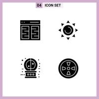 Set of 4 Modern UI Icons Symbols Signs for columns future interface shinning magic Editable Vector Design Elements