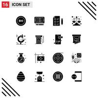 Set of 16 Modern UI Icons Symbols Signs for scales justice shopping balance science Editable Vector Design Elements